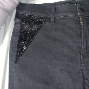 Black sequin skinny jeans